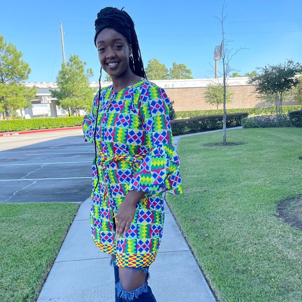 African Ankara Kente print women open dress blazer